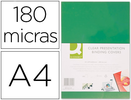 CJ100 tapas de encuadernación Q-Connect PVC Din A-4 opaco verde 180 micras